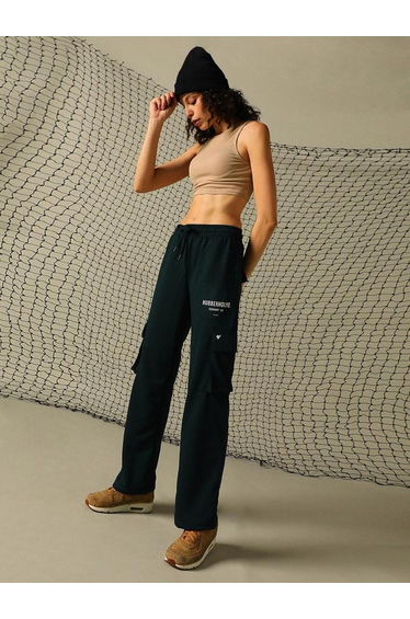 Graphic Print Cargo Pants with Elasticated Waistband
