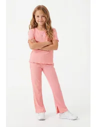 Powder Slogan Knitted Bottom - Top Set