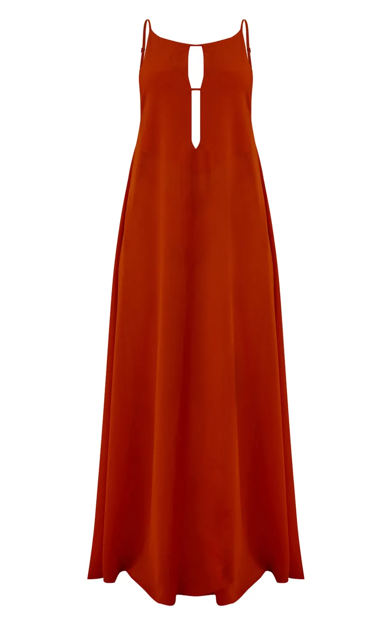 rust beach dress Sunset Lover Halter Maxi Dress Rust