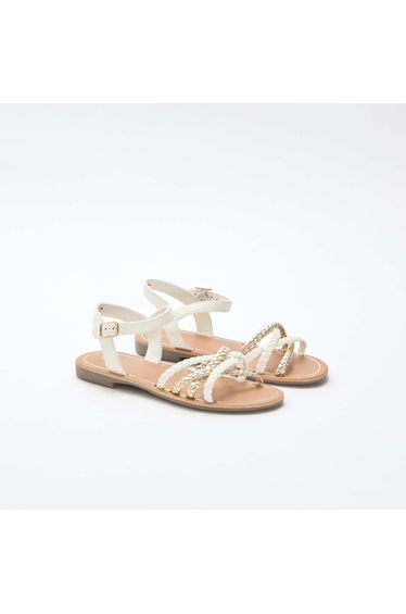 Multi-Strap Braided Sandals WHITE