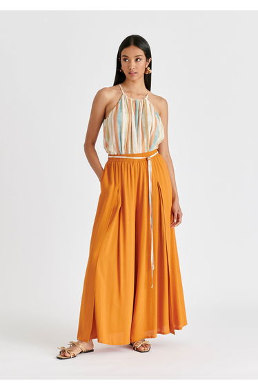 Flowy Palazzo Trousers with Open Front Splits