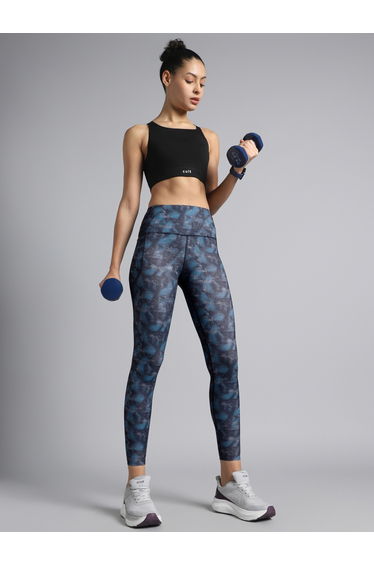 Women Teal Printed Train All Day Leggings