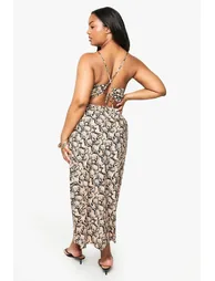 Plus Snake Print  Strappy Midaxi Dress - snake - 2