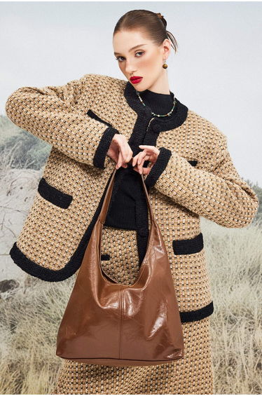 Julia Faux Leather Tote Brown in Brown