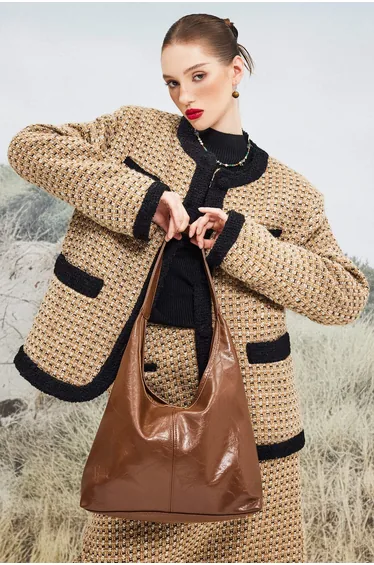 Julia Faux Leather Tote Brown in Brown