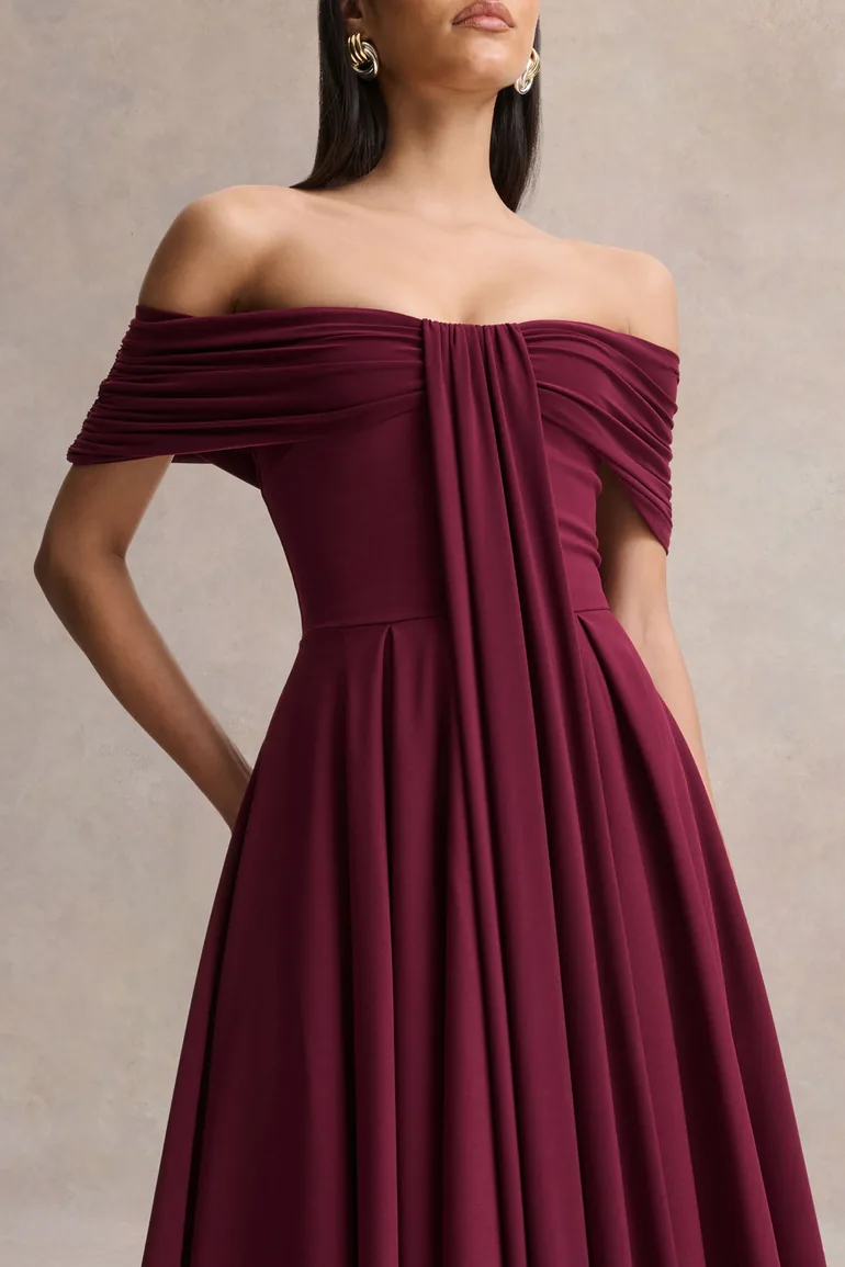 burgundy dress mermaid Burgundy Mermaid Velvet Dress main image 0