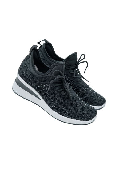 Lemonade Crystal Stretch Comfort Wedge Trainers Black