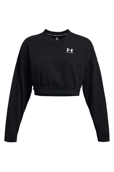Under Armour Womens/Ladies Rival Terrycloth Crew Neck Crop Sweatshirt - Black
