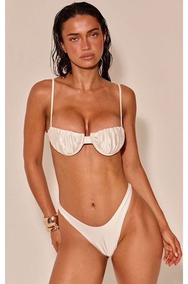White Shine Swim Micro Shell Bikini Top