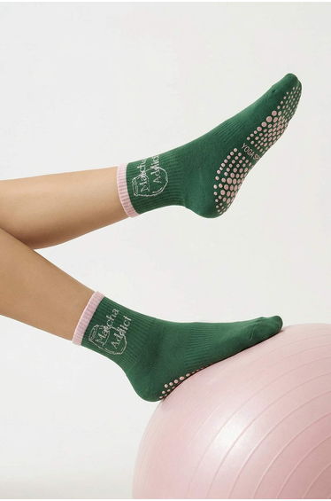 Green Single Slogan Jacquard Knitted Socks