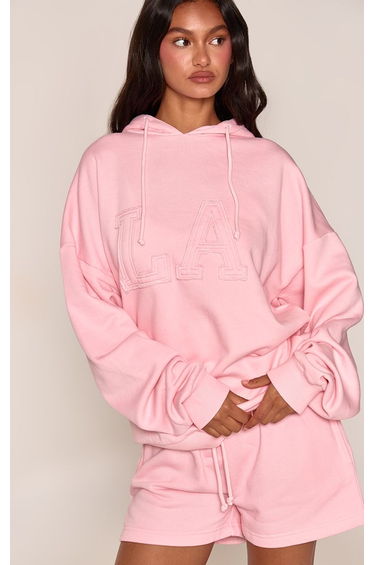 Pink LA Applique Oversized Hoodie