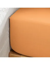 شرشف سرير بولي قطن سادة بحواف مطاطية - 2