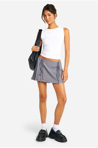 Side Tie Pleated Tennis Skirt