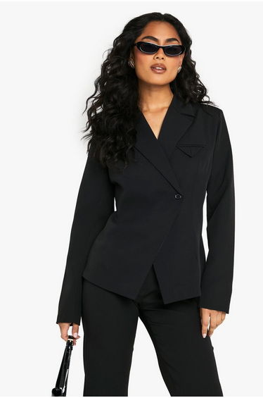 Pocket Detail Structured Blazer - black