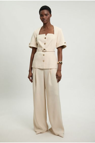 Viscose Blend Wide Leg Tailored Trouser