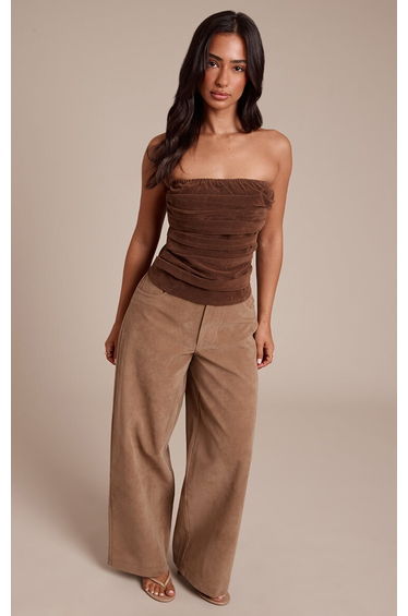 Petite Beige Suede Barrel Trousers