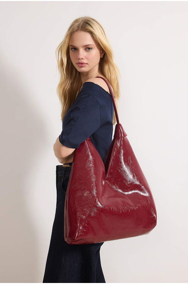 Burgundy Maxi Size Women's Shoulder Bag
