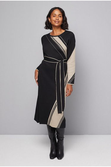 Asymmetric Jacquard Knitted Dress