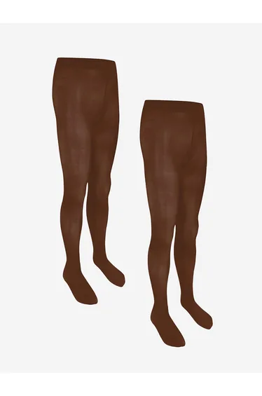 Zeco Girls School Opaque Tights (2 Pack) in Brown
