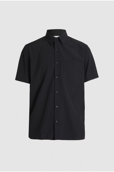 Solid Seersucker Classic Shirt Black