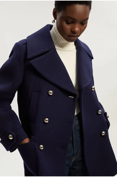 Wool Patch Pocket Tailored Short Coat