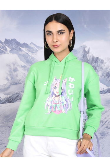 Anime Print Dropped Shoulder Hoodie