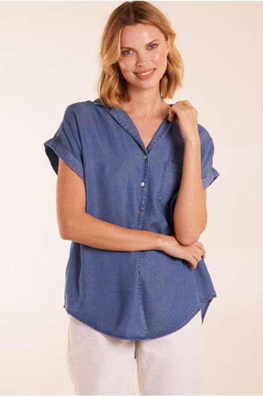 Tencel Button Down Pocket Top