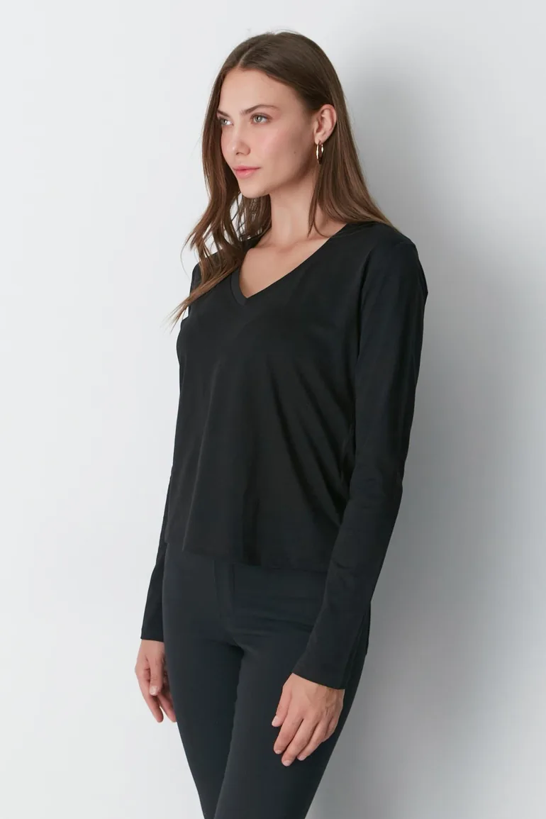 V-Neck Long Sleeve 2-Piece Basic Top