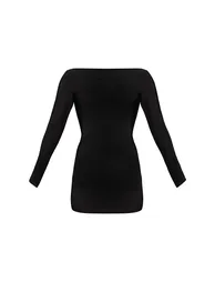 Black Double Layer Slinky Open Back Twist Detail Dress - 4