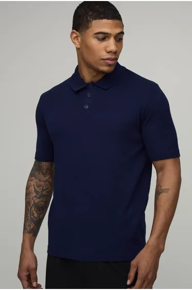 Regular Fit Soft Touch Knitted Polo - navy
