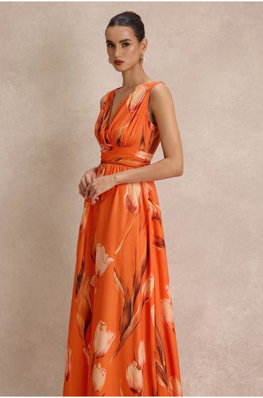 Floral Sleeveless V-Neck Midi Dress product thumbnail 4