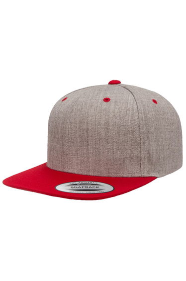 Yupoong Mens The Classic Premium Snapback 2-Tone Cap - Heather/Red