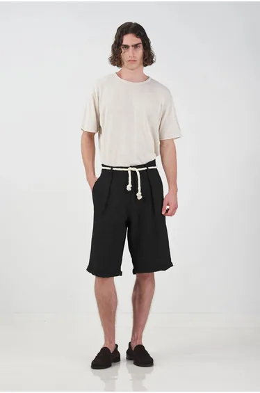 GIESTO Wide Leg Mid Waist Shorts with Tie Detail