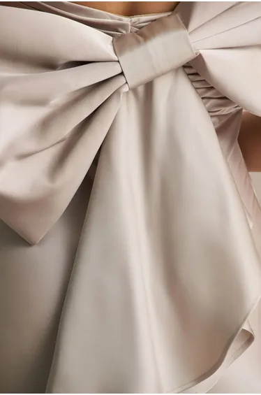 Talulla | Champagne Satin Bandeau Maxi Dress With Ruffled Detail