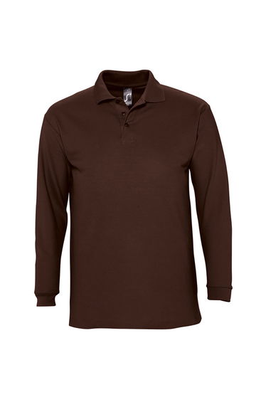 SOLS Mens Winter II Long Sleeve Pique Cotton Polo Shirt - Chocolate