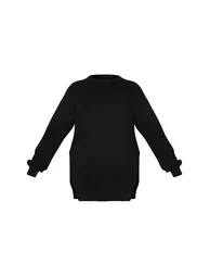 Plus Black Round Neck Side Split Jumper - 4