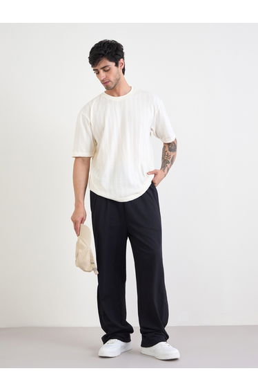 Oversized Straight Leg Jogger with Popper Button