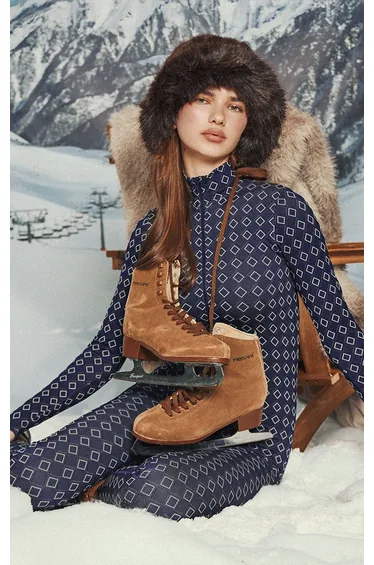 PLT SKI Navy Jacquard Seamless Unitard