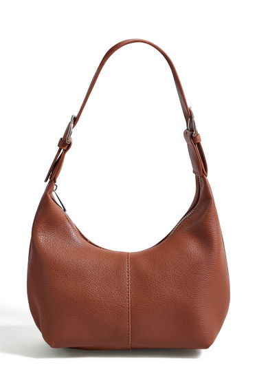 Yumi Brown Shoulder Scoop Bag With Buckle