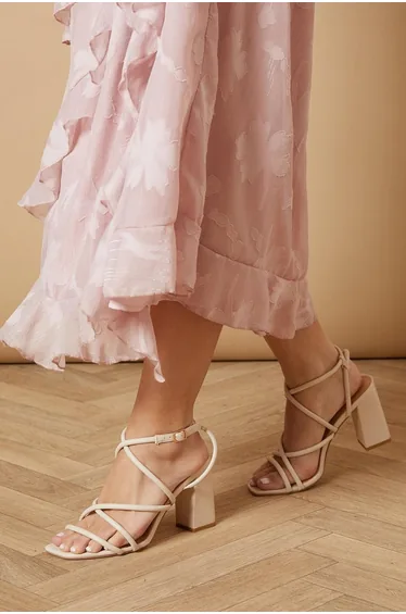 Molly Faux Leather Strappy High Block Heeled Sandals