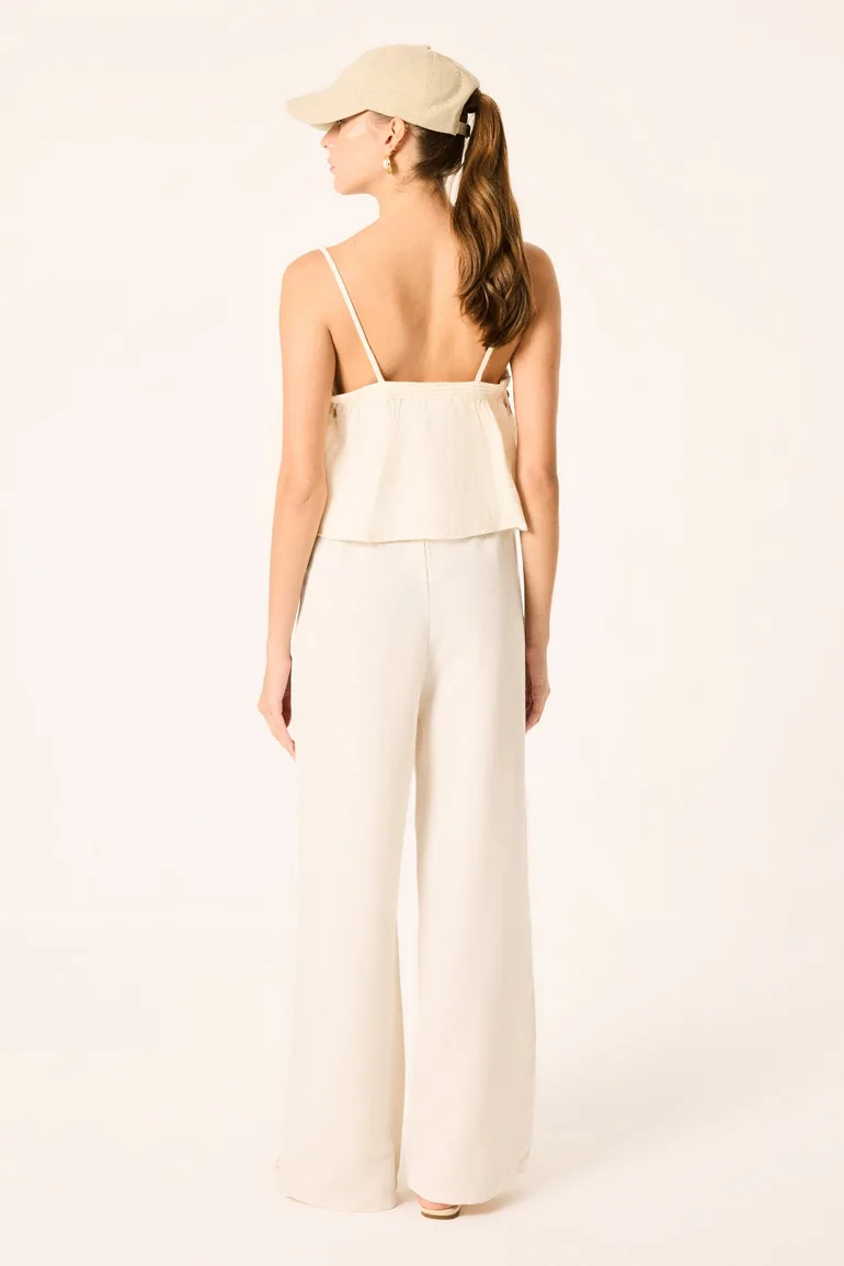 LINEN-TEXTURED STRAIGHT LEG PANTS - 4