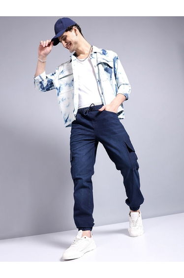 Men Baggy Fit Cuffed Cargo Jeans