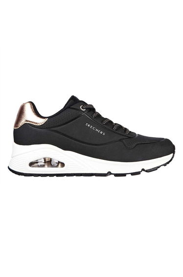 Skechers Womens/Ladies Uno Stand On Air Wedge Trainers - Black/Metallic