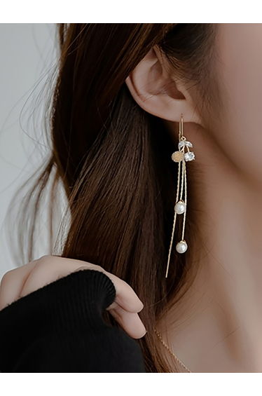 Faux Pearl Tassel Earrings