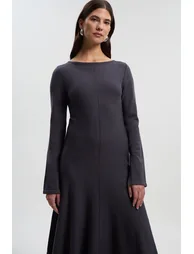 Lydia Millen Compact Knit Wool Look Full Skirt Midi Dress - 2