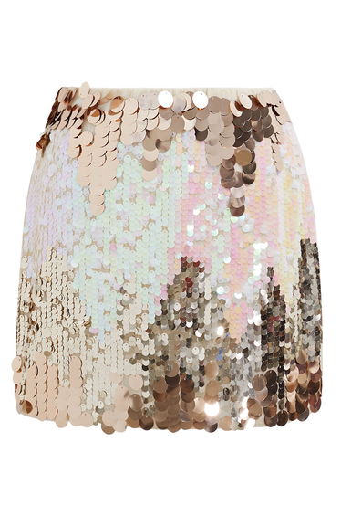 Eye-Catching Sequins Embellished Mini Bud Skirt in Champagne