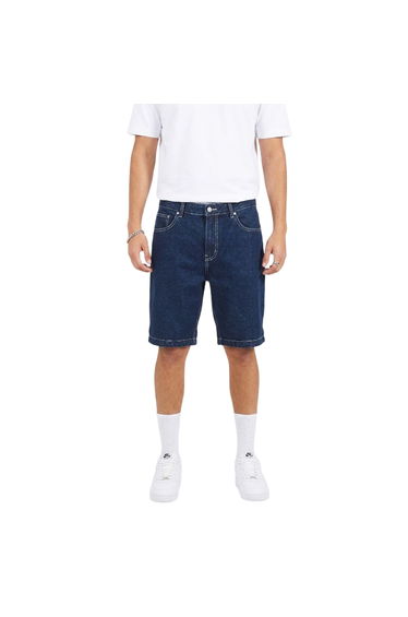 Brave Soul Mens Washed Denim Turned Up Hem Shorts - Dark Blue Washed