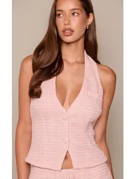 Pink Boucle Waistcoat - 3