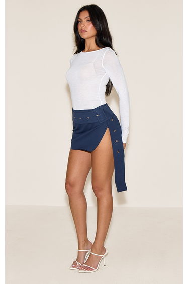 PLT Label Natural Belt Detail Wrap Mini Skirt