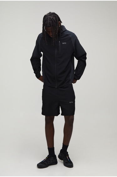 Regular Woven Colour Block Nylon Tracksuit - black